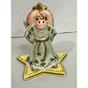 Fitz and Floyd Moonbeam Angel Figurine Candle Holder 5 Inch
